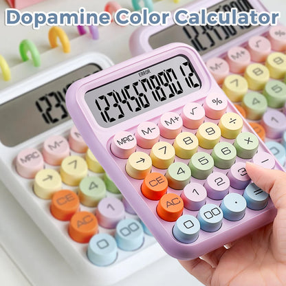 Keyboard Calculator Office 12-digit Mechanical Buttons Calculator Cute Candy Color School Supplies Students/Finance Stationery
