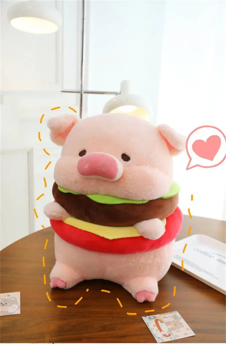 New 50cm Hamburger Pig Plush Toy Fluffty Kawaii Plushie Doll Simulation Pig Doll Anime Cute Stuffed Animals Soft Plush Gift