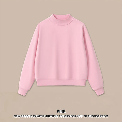 ZODF 2025 Winter Women 350gsm Warm Fleece Sweatshirts Girls Female Hip Hop Half Turtleneck Pullovers Brand Clothing HY056