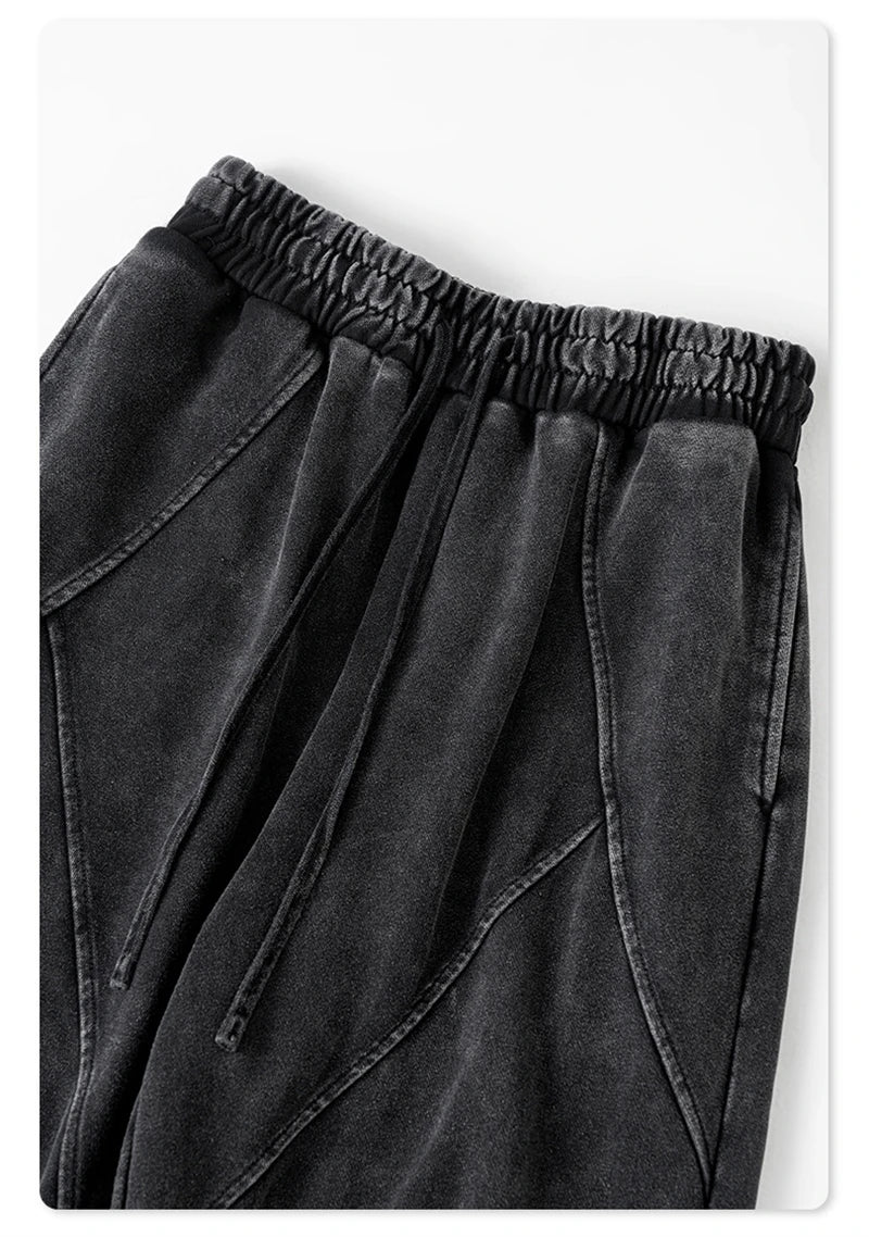 ZODF Retro 2024 Winter Patchwork Pants For Men Unisex Washed High Street 370gsm Oversized Double Knees Straight Trousers HY0878