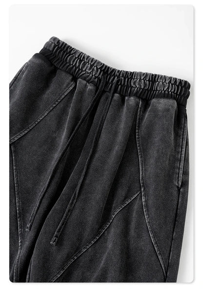 ZODF Retro 2024 Winter Patchwork Pants For Men Unisex Washed High Street 370gsm Oversized Double Knees Straight Trousers HY0878