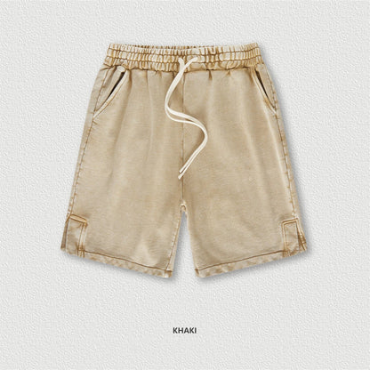 ZODF 2024 Summer Men 350gsm Washed Cotton Shorts Unisex Retro High Street Loose Side Slit Short Pants Streetwears HY0839