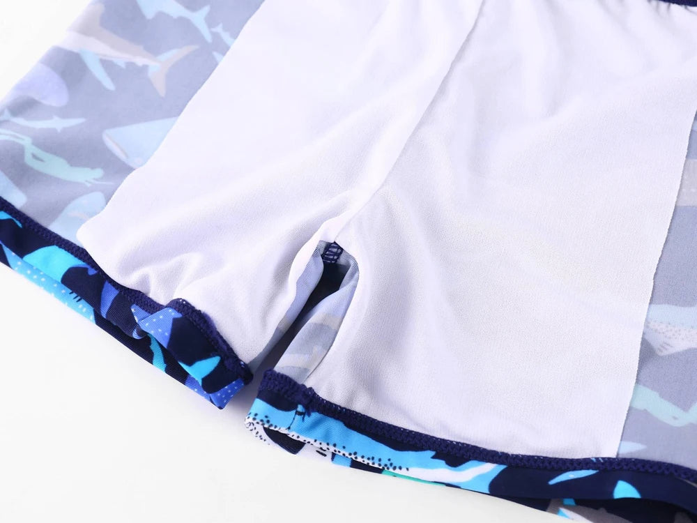 Boys Swimsuit 2025 3-Pieces Set Cute Cartoon Shark Print Kids Beach Suit Short Sleeve Swimwear with Swim Hat Toddler BeachWear