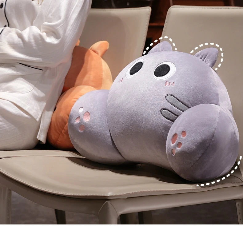 Comfortable Cat Style Back Cushion Sofa Bed Chair Lumbar Support Cushion Comfortable Throw Pillow Reading and Watching TV Soft