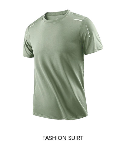 Chrlck Men’s Quick Dry Running T-Shirt Breathable Soft Elastic Outdoor Sports Tee for Hiking Fishing Summer