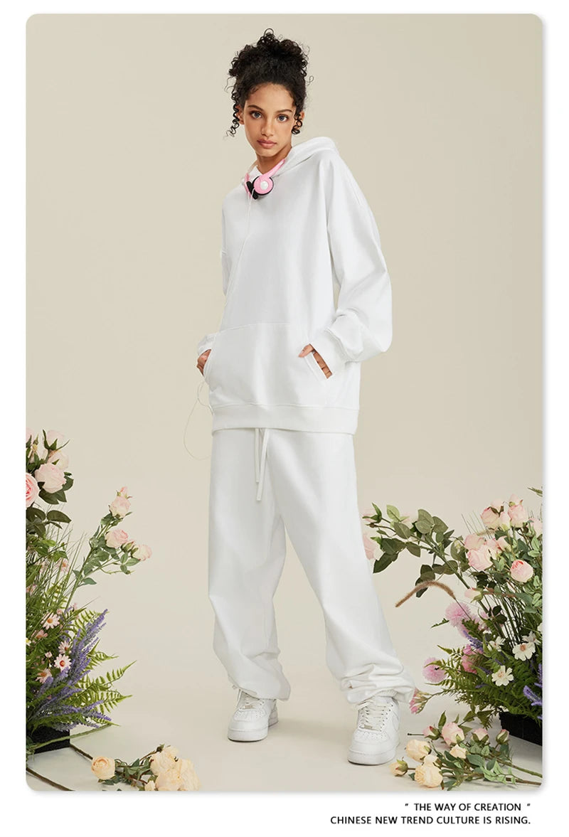 ZODF New Winter 440gsm Terry Hooded Hoodies For Men Retro Unisex Couple Loose Oversized Solid Pullovers Streetwears HY0664