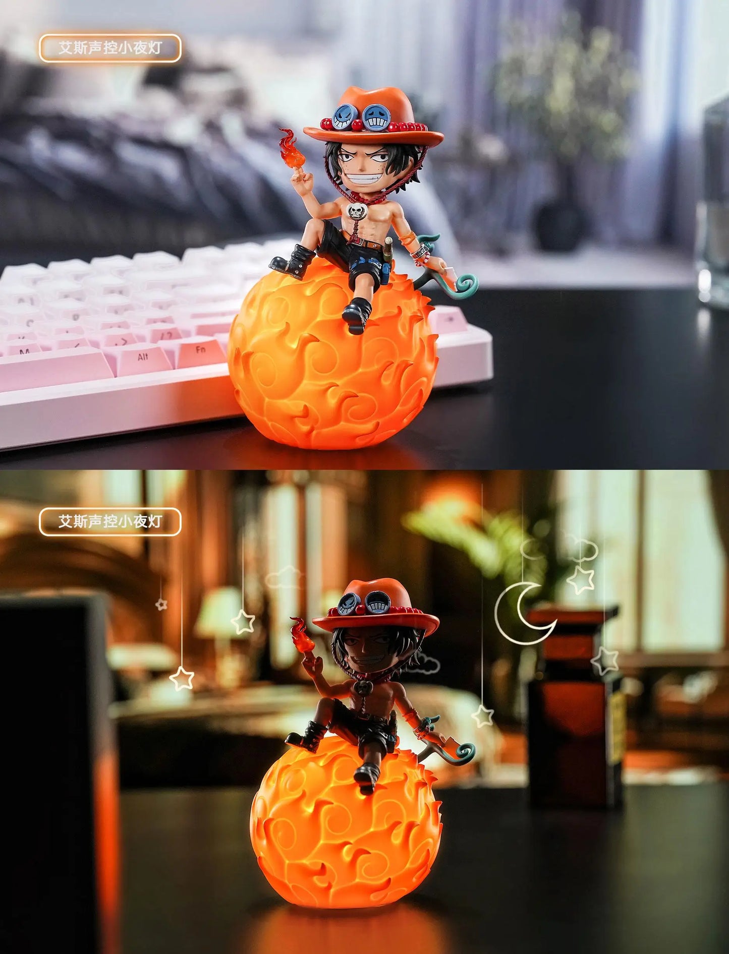 One Piece jimei Devil Fruit Serie Voice-Controlled Night Light Luffy Nico Robin Chopper Portga·D· Ace Anime Figure Desktop Model