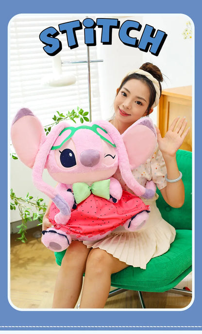 Disney 60cm Summer Watermelon Stitch Kawaii Plush Toy Cartoon Cute Soft Pillow Home Decoration Doll Children's Christmas Gifts