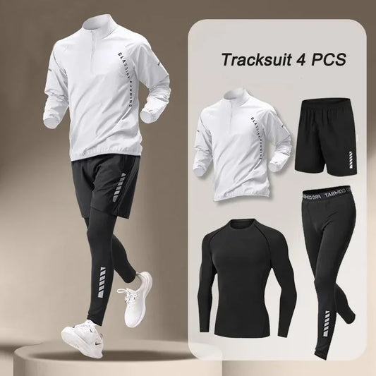 2026 Spring Men's Quick Dry Jacket Suit 1-4 Piece Outdoor Fitness Running Sets Sports Jogging Pants Workout Clothes Sportswear