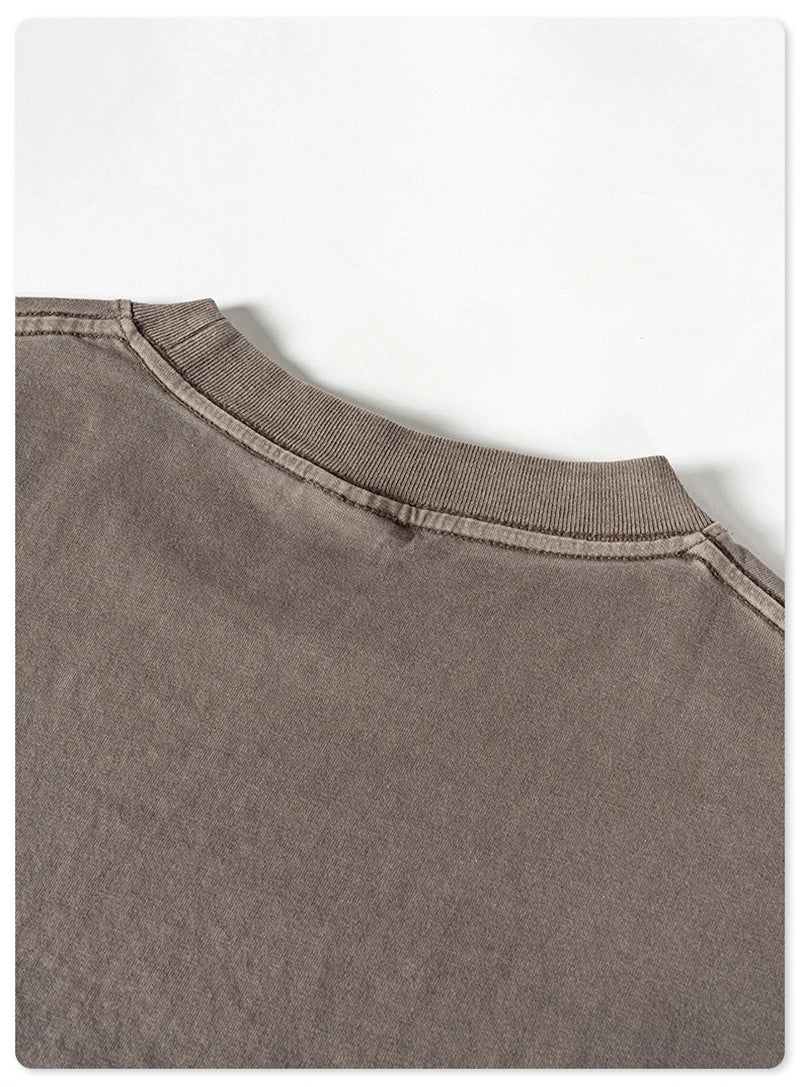 ZODF New Spring Summer 200gsm Washed Cotton T Shirts For Men Unisex Women Retro Casual Basic Solid T-Shirt Brand Tees HY0775