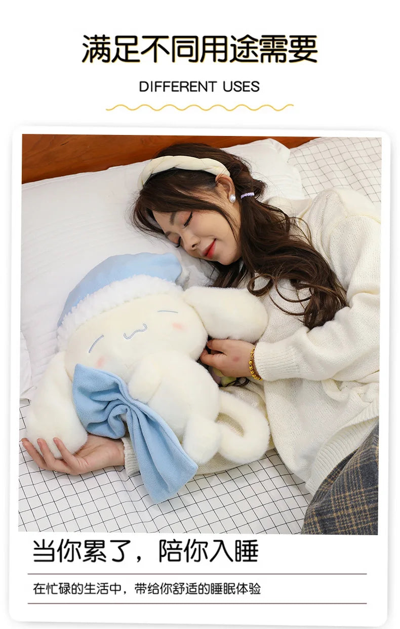 50CM Sanrio Sleeping Cartoon Anime Cinnamoroll Plushies Stuffed Animal Home Decoration Peluche Sleeping Pillow Holiday Gifts