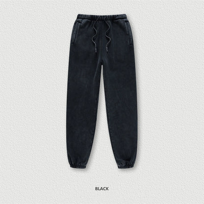 ZODF Winter Men Washed Thick Fleece 400gsm Loose Fit Joggers Sweatpants Streetwear HY0668 - black / XXL / China Mainland
