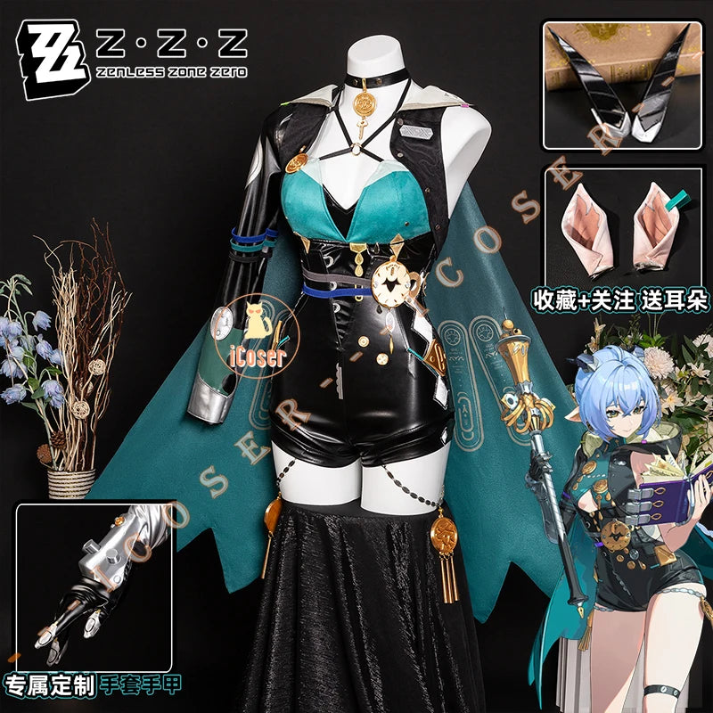 Zenless Zone Zero Lucia Cosplay Costume Wig Uniform Horns Headwear Tail Spook Shack Halloween Party for Women Girls Role Play