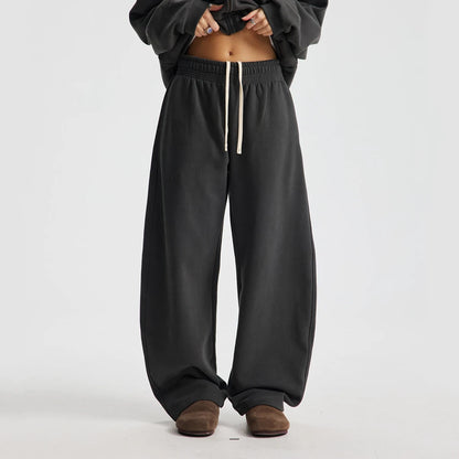 ZODF 2025 Winter 430gsm Unisex Fleece Straight Sweatpants Thick Warm Casual Oversized Trousers HY1170 - Dark Grey / S