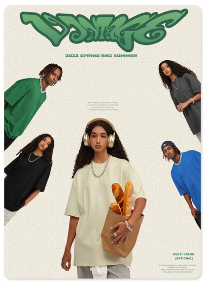 ZODF 2025 Heavy-Weight 425gsm 100% Cotton T-Shirts For Men Unisex Summer Oversized O-Neck Basic Solid T Shirt Brand Tees HY0485