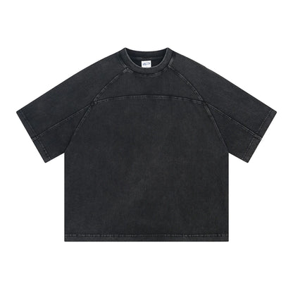 ZODF Retro 2025 Men Summer Batik Washed Cotton T-Shirts Unisex High Street Raglan Sleeve Patchwork T Shirt Brand Tees HY1062