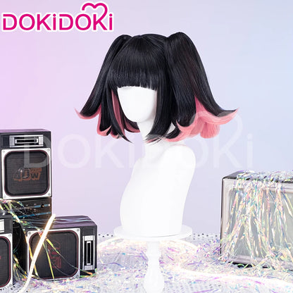 Virtual Idol Cosplay Wig Game Zenless Zone Zero Cosplay DokiDoki Women 40cm Cute Black Pink Short Wig ZZZ Cosplay Free Wig Cap
