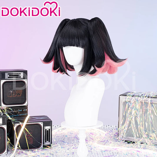 Virtual Idol Cosplay Wig Game Zenless Zone Zero Cosplay DokiDoki Women 40cm Cute Black Pink Short Wig ZZZ Cosplay Free Wig Cap