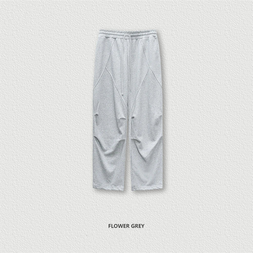 ZODF Retro 2024 Winter Patchwork Pants For Men Unisex Washed High Street 370gsm Oversized Double Knees Straight Trousers HY0878