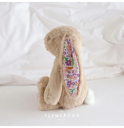 30cm Cartoon Floral Rabbit Plush Toy Pink White Bonnie Rabbit Stuffed Animal Doll Children's Room Decor Birthday Gift For Girl