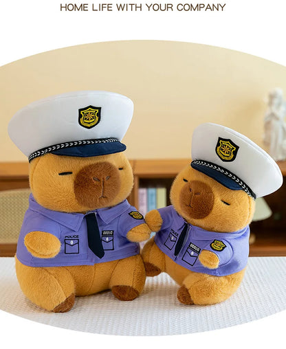 New Kawaii 50cm Plush Toy Capybara Police Stuffed Animal Pillow Cute Plush Doll for Kids Birthday Christmas Gift