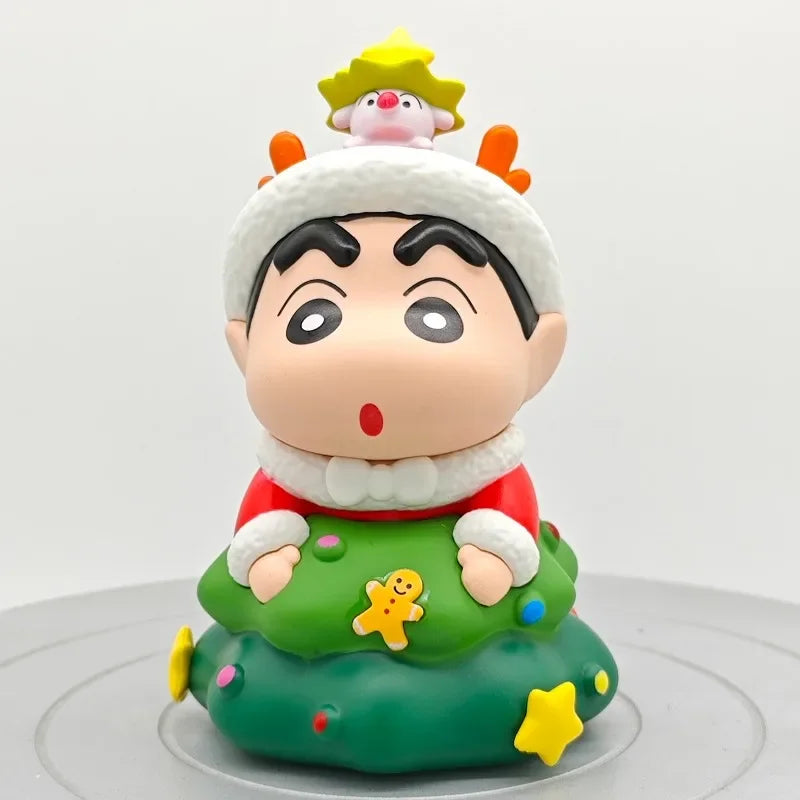 Christmas Anime Crayon Shin chan Figurine Santa Claus Spy Family Anya Action Figures Dolls Model Toys PVC Collectible Ornament
