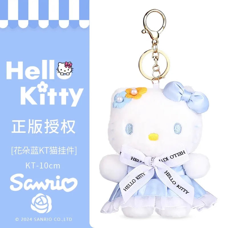 Genuine Sanrio Hello Kitty Cute Stuffed Keychain Car School bag Pendant Kids Plush Toy Keyring Plushier Strap Doll Birthday Gift