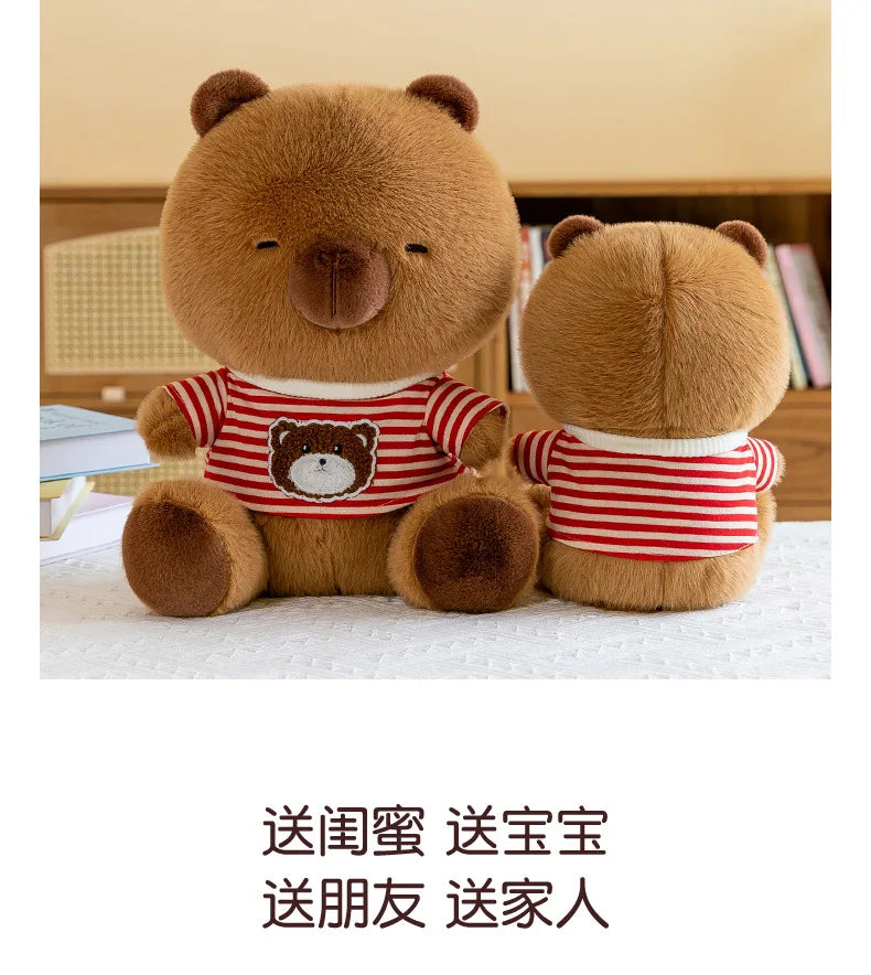 New black striped hoodie dolphin plush toy dress up Capibala sofa decoration room children's birthday Christmas surprise gift