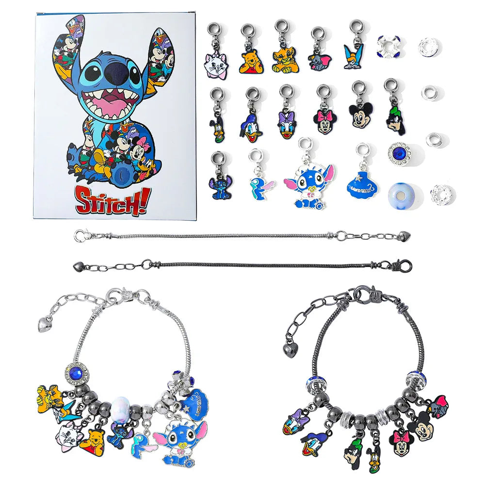 New Disney Stitch  24-Grid Christmas Countdown Calendar Blind Box - Alloy Bracelet Gift Set For Halloween & Xmas