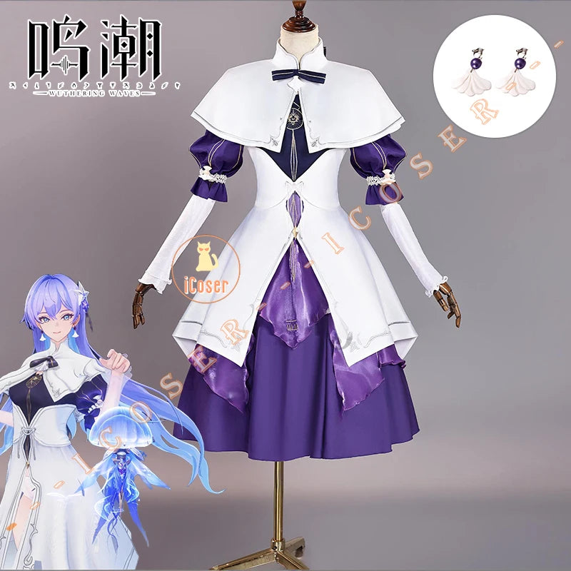 Wuthering Waves Cantarella Cosplay Costume Wig Dress Child Outfit Earrings Headwear Fisalia Family Halloween Party Women Girls
