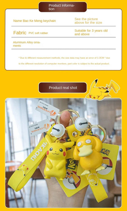 Pokemon Keychain Pikachu Bulbasaur Jigglypuff Anime Action Figure Toys Kawaii Souvenir Psyduck Doll Gift for Kids Birthday Party