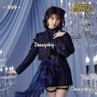 Genshin Impact Furina Cosplay Costume XS-XL Polyester Set - C4 / XL / China Mainland