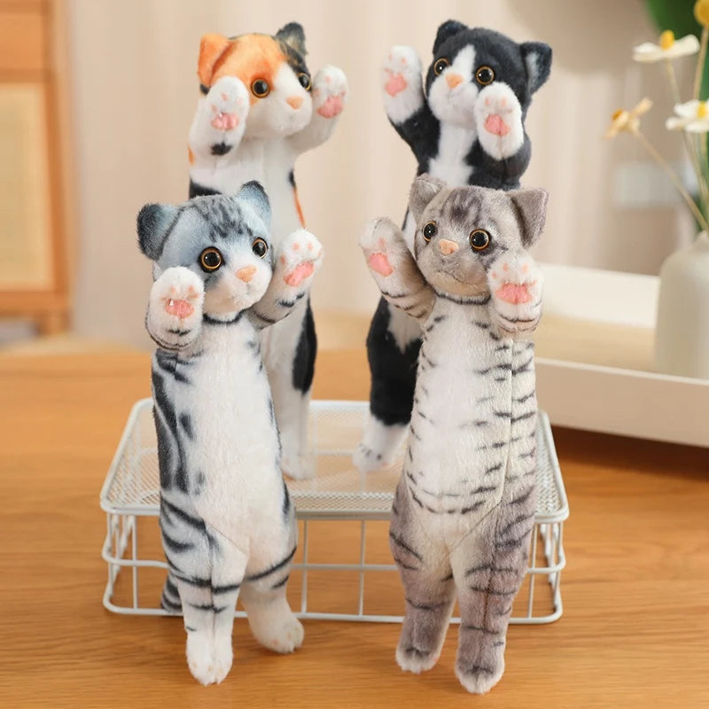 New Arrival Standing Pose Lucky Cat Plushies Kawaii Calico Cat Tabby Cat Super Cute Little Kitten Plush Toy Girl Boy Gift
