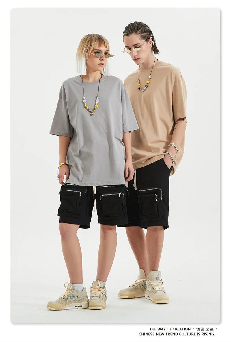 ZODF Trendy 2025 Men Basic Solid Cotton T-Shirts Unisex Male 190gsm Summer Loose Comfortable Soft Tees Shirt Streetwears HY0040