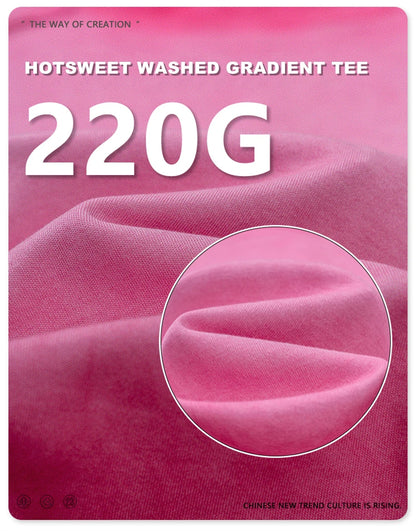 ZODF 2024 Summer Hotweet Washed T Shirt For Women Girls Gradient Raglan Sleeve Comfortable Short Tees Brand Tees HY0826