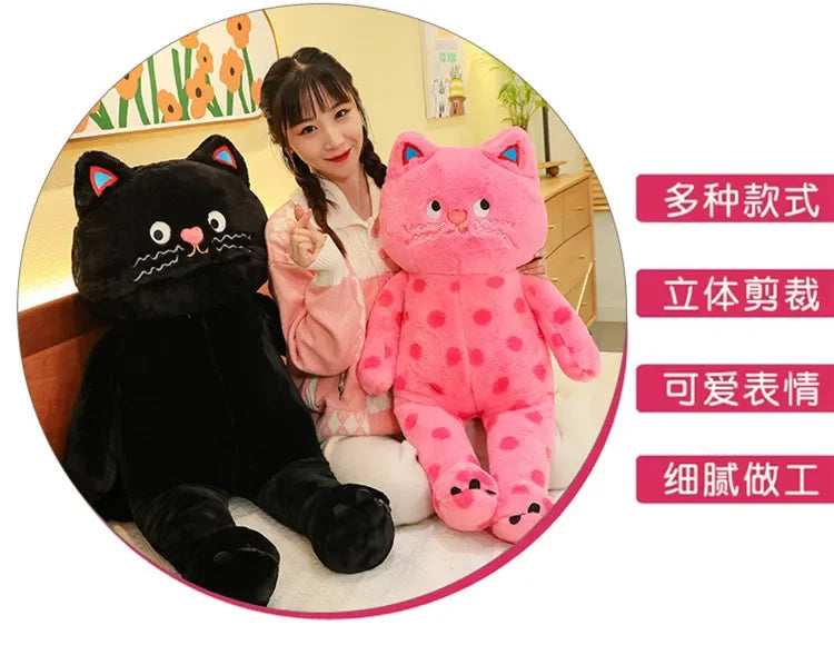 Cute Polka Dot Cat Plushie Doll Internet Famous Plush Toy Cat Doll Pillow Cushion for Girls Sleeping Gift Charming Skin-Friendly