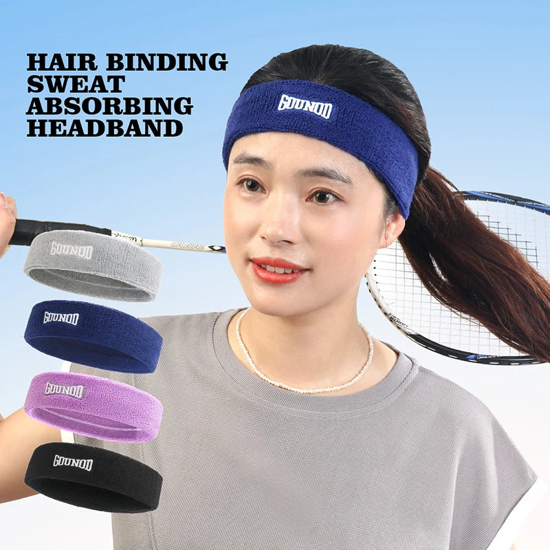 Sports Fitness Cotton Knitted Headband Sweat-Absorbent Breathable Towel for Tennis Badminton Basketball Cycling Running
