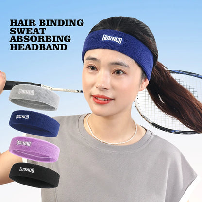 Sports Fitness Cotton Knitted Headband Sweat-Absorbent Breathable Towel for Tennis Badminton Basketball Cycling Running