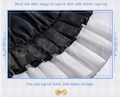 IN STOCK Asukaa Reii Cosplay Costume Anime DokiDoki-R Wome Black White Gothic Dress Asukaa Cosplay Halloween Costume