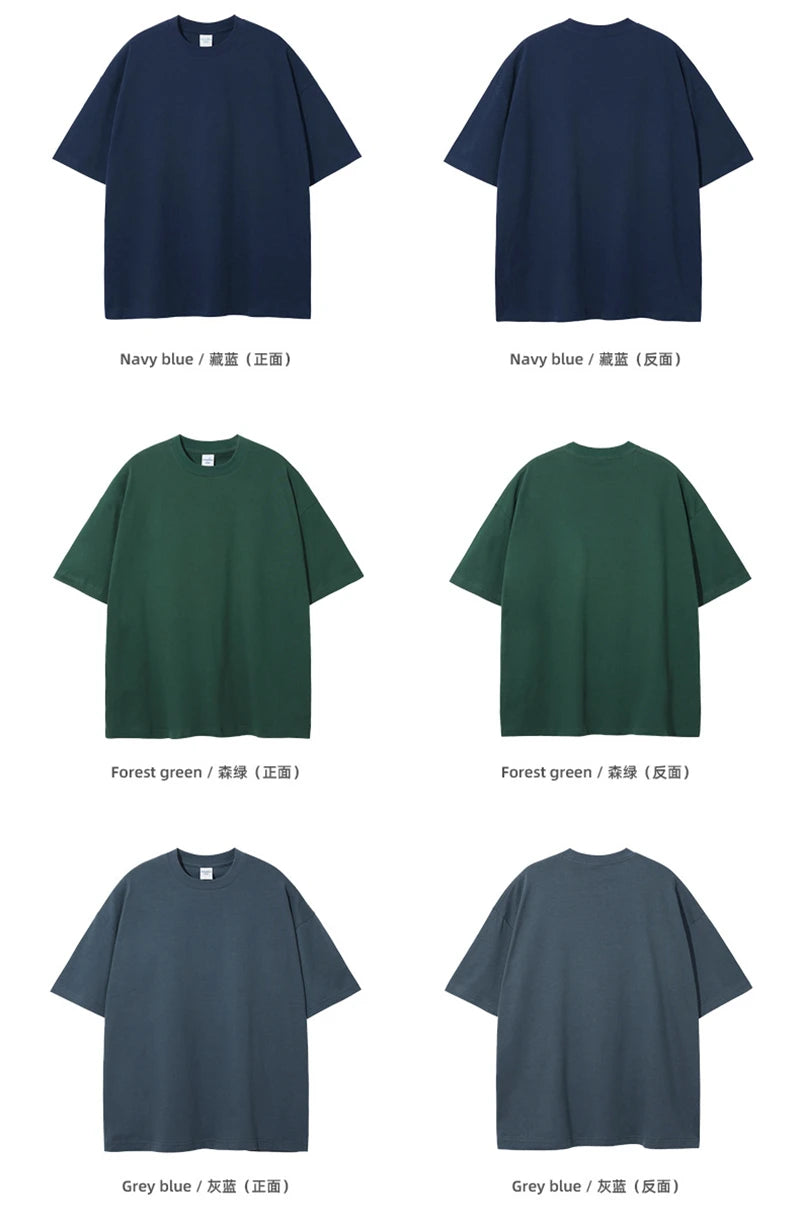 ZODF 2025 Spring Summer Men Solid 100% Cotton T-Shirts Unisex Women Loose 230gsm Noshrink Basic T Shirt Brand Tops HY0151