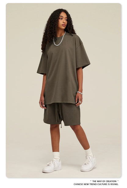 ZODF New 2025 Heavy Weight 305gsm Solid Cotton T Shirts For Men Unisex Summer Oversized Noshrink Basic T-Shirt Brand Tops HY0475