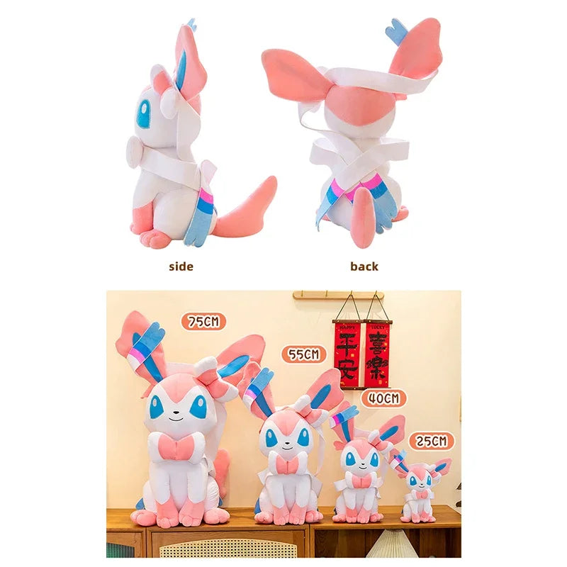 25/75cm Sylveon Pokemon Plush Toys Large Anime Doll Pillow Cartoon Eevee Pokémon Plushie Kawaii Stuffed Gift for Kids Birthday
