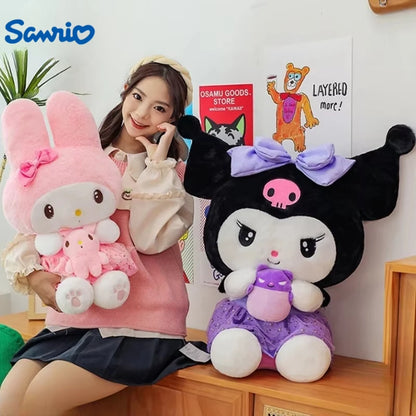 45/55/75CM Big Size Sanrio Hug A Bunny Kuromi My Melody Plushies Cartoon Anime Stuffed Children Toy Comfortable Soft Doll Gift