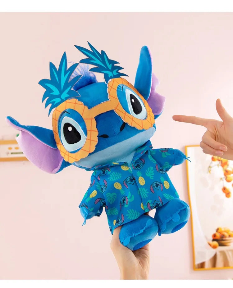 Disney Kawaii Plush Toy Stitch with Sunglasses Cute Pineapple Doll for Kids Birthday Xmas Gift Stuffy Animal Plushie Soft Toy