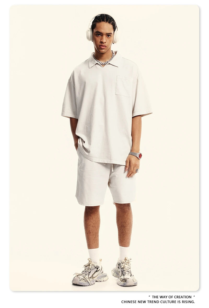 ZODF New 2024 Men Washed Plush Cotton Shorts Unisex Couple Loose 358gsm Distressed Comfortable Short Pants Streetwears HY0807