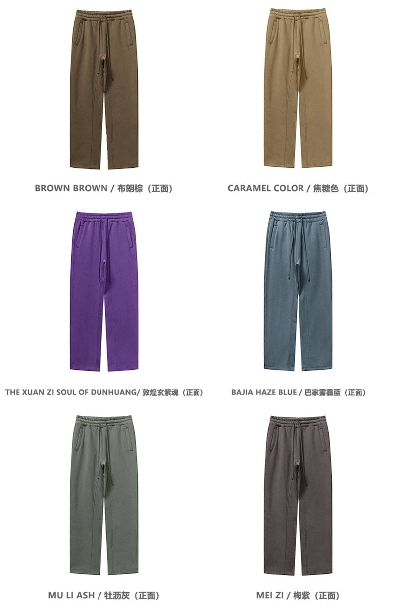 ZODF 345gsm Fleece Straight Pants for Men Unisex Loose Comfortable Sport Trousers Autumn Winter HY0864