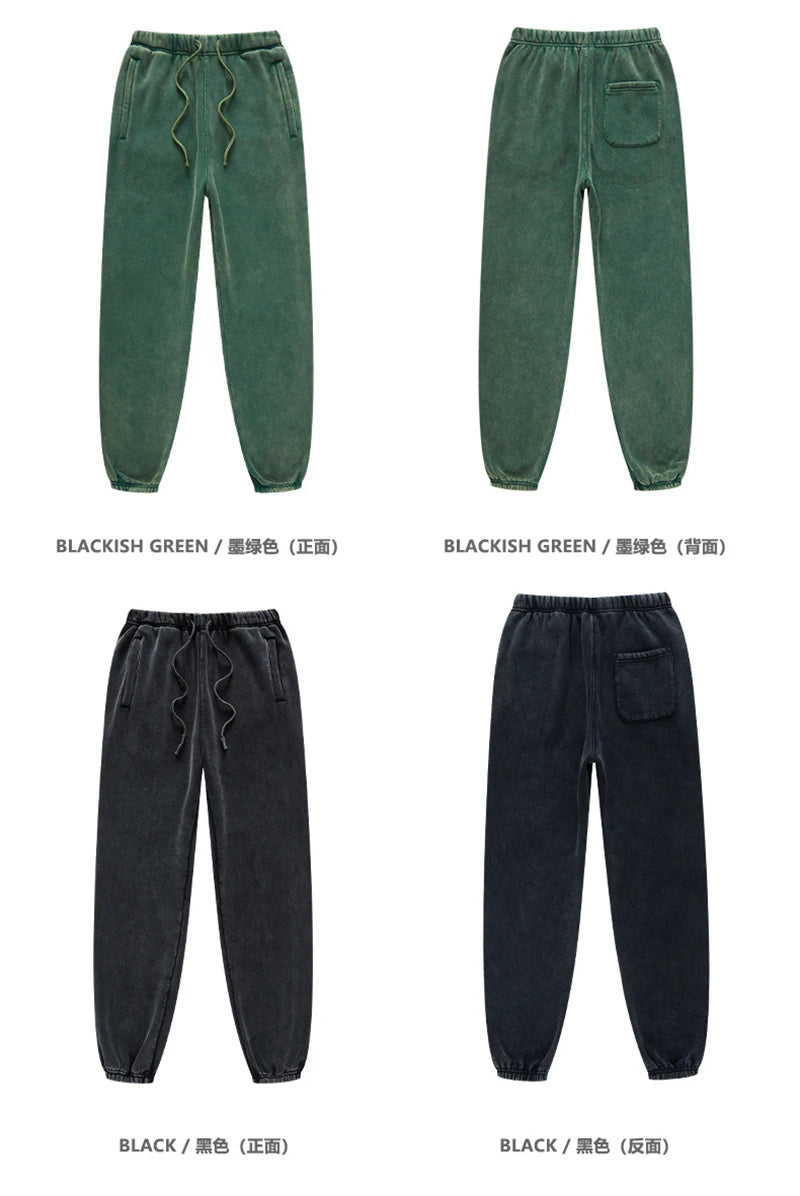 ZODF Winter Men Washed Thick Fleece 400gsm Loose Fit Joggers Sweatpants Streetwear HY0668