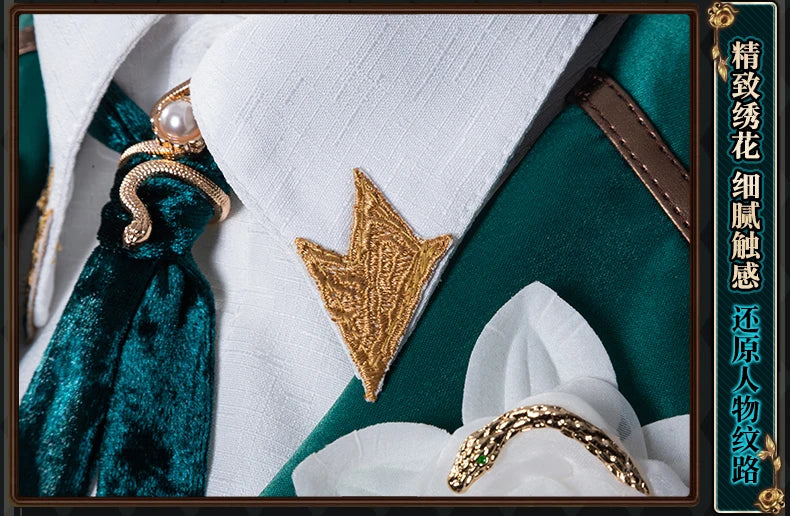 Identity V Art Dealer Cosplay Costume Wig Uniform Knight Richard Sterling Glasses Hat Roy Ramit Halloween Women Men Carnival Cos