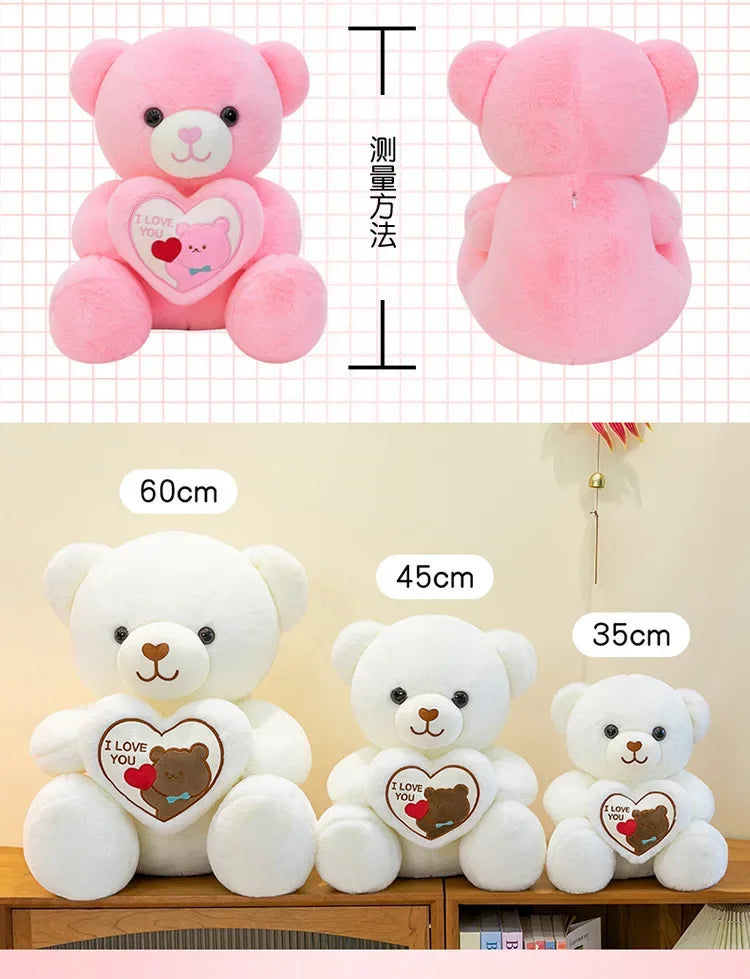 Kawaii 45cm LOVE Plush Toy Bear Stuffed Animals Doll Decoration Birthday Gifts Soft Pillow Dolls Grilfriend Girls Wife Kids Gift