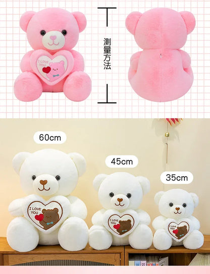 Kawaii 45cm LOVE Plush Toy Bear Stuffed Animals Doll Decoration Birthday Gifts Soft Pillow Dolls Grilfriend Girls Wife Kids Gift